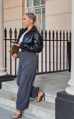 Charcoal Grey Peachskin Tie Cuff Cargo's