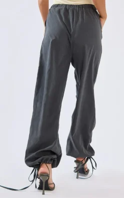 Charcoal Grey Peachskin Tie Cuff Cargo's