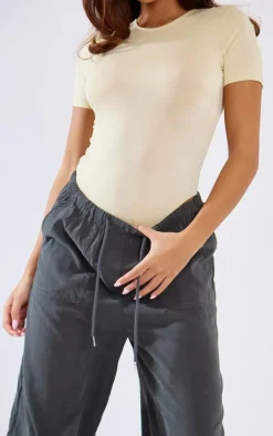 Charcoal Grey Peachskin Tie Cuff Cargo's