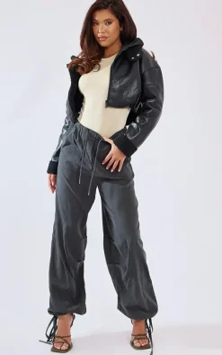 Charcoal Grey Peachskin Tie Cuff Cargo's