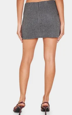 Charcoal Herringbone Micro Mini Skirt