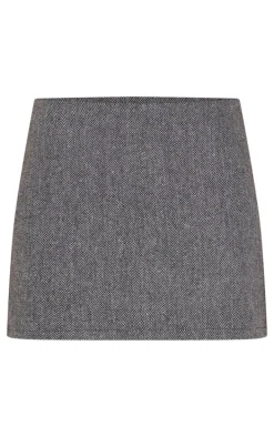 Charcoal Herringbone Micro Mini Skirt