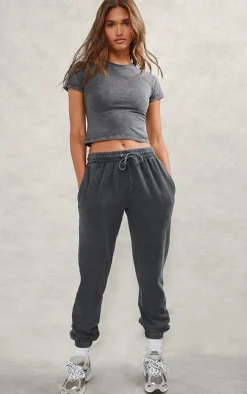 Charcoal High Waisted Cuffed Sweatpants