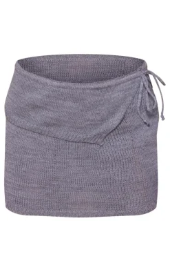 Charcoal Knitted Fold Over Mini Skirt