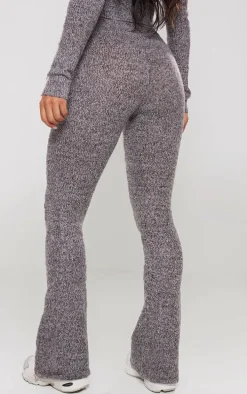 Charcoal Marl Knit Wide Leg Pants