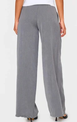 Charcoal Mid Rise Wide Leg Woven Pants