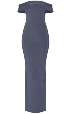 Charcoal Open Back Bardot Maxi Dress