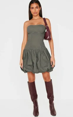 Charcoal Premium Twill Puffball Dress