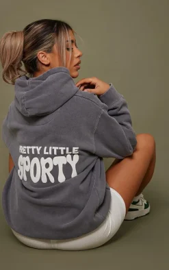 Charcoal Pretty Little Sporty Back Puff Print Hoodie