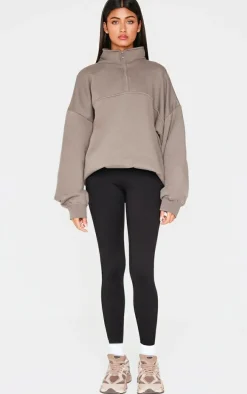 Charcoal Print High Neck Quarter Zip Sweatshirt