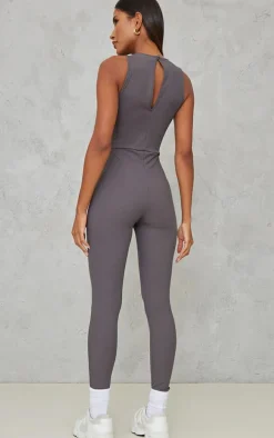 Charcoal Racer Rib Jumpsuit