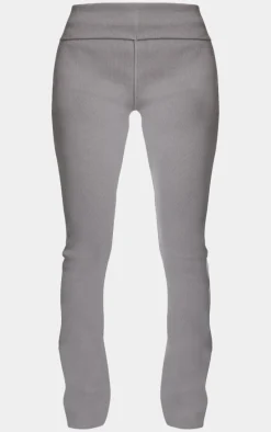 Charcoal Rib Fold Over Waist Flared Pants