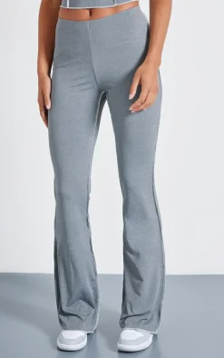 Charcoal Seam Detail Mid Rise Skinny Flared Pants