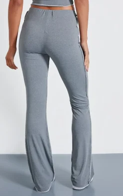 Charcoal Seam Detail Mid Rise Skinny Flared Pants
