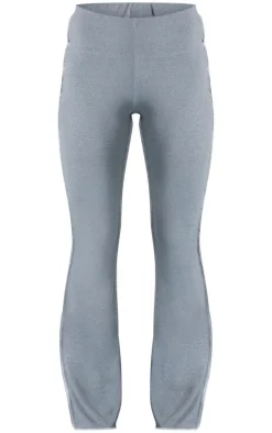 Charcoal Seam Detail Mid Rise Skinny Flared Pants