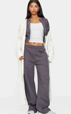 Charcoal Seam Detail Wide Leg Sweatpants