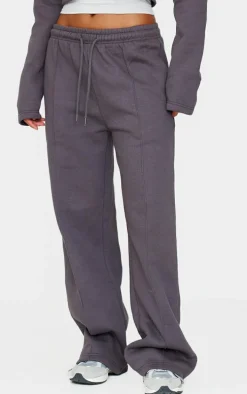 Charcoal Seam Detail Wide Leg Sweatpants