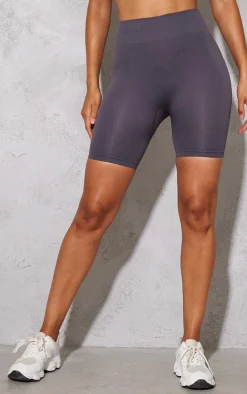 Charcoal Seamless Rib Gym Shorts