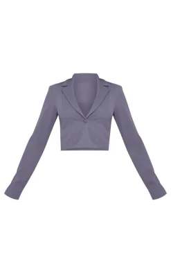 Charcoal Soft Tailored Cropped Blazer