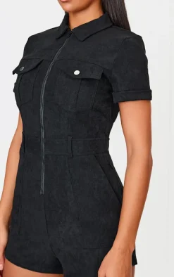 Charcoal Soft Tailored Utility Detail Romper
