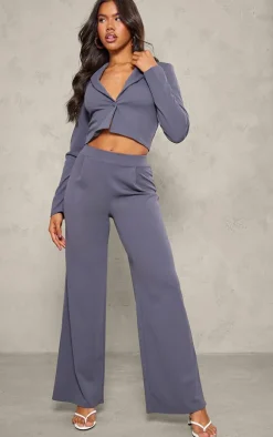 Charcoal Soft Tailored Wide Leg Pants