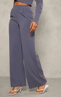 Charcoal Soft Tailored Wide Leg Pants