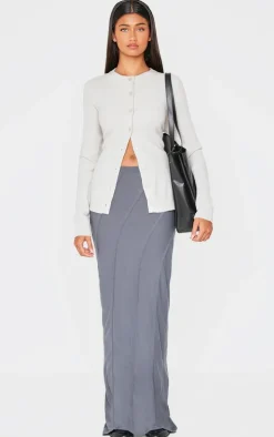 Charcoal Soft Touch Seam Detail Maxi Skirt