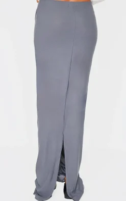 Charcoal Soft Touch Seam Detail Maxi Skirt