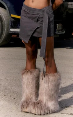 Charcoal Strap Detail Mini Skirt