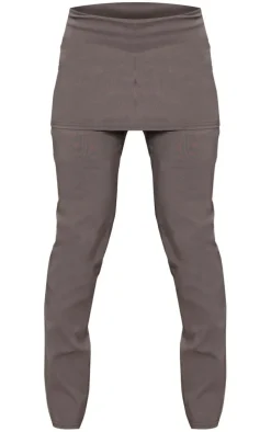 Charcoal Stretch Woven Peplum Skirt Pants