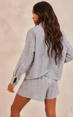 Charcoal Stripe Cotton Oversized Button Up Shirt