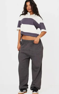 Charcoal Striped Collared T Shirt