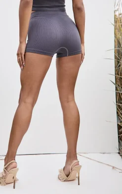 Charcoal Structured Snatched Rib Hot Pants