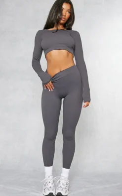 Charcoal Structured Snatched Ribbed Leggings