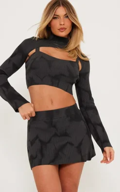 Charcoal Tie Dye Rib Knit Sleeves