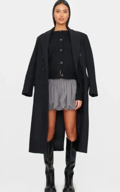 Charcoal Twill Puffball Mini Skirt