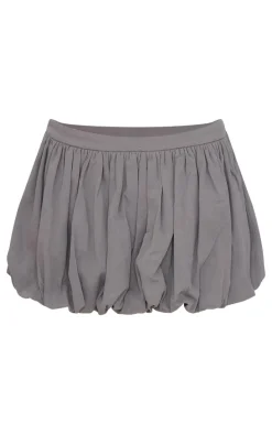 Charcoal Twill Puffball Mini Skirt