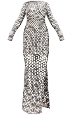 Charcoal Twist Marl Knit Open Back Maxi Dress