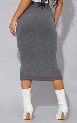 Charcoal Ultimate Jersey Longline Midi Skirt
