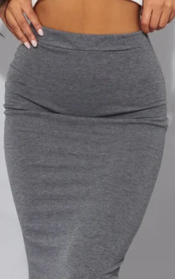Charcoal Ultimate Jersey Longline Midi Skirt