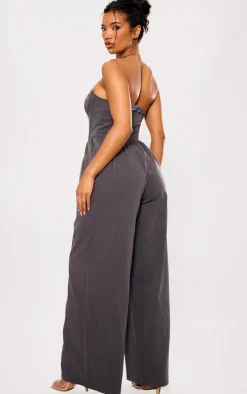 Charcoal Underwire Corset Detail Tailored Jumpsuit