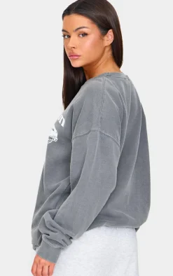 Charcoal Washed Downtown Car Printed Sweatshirt