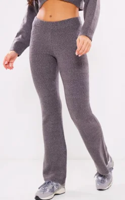 Charcoal Wide Leg Knit Pants