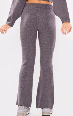 Charcoal Wide Leg Knit Pants