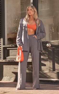 Charcoal Wide Leg Split Hem Pants