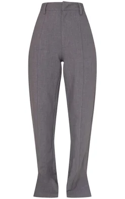 Charcoal Wide Leg Split Hem Pants