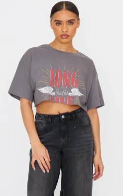 Charcoal World Tour Angel Wing Crop T Shirt