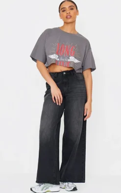 Charcoal World Tour Angel Wing Crop T Shirt