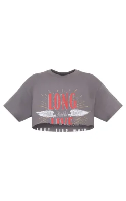 Charcoal World Tour Angel Wing Crop T Shirt