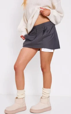 Charcoal Woven Extreme Micro Mini Skirt